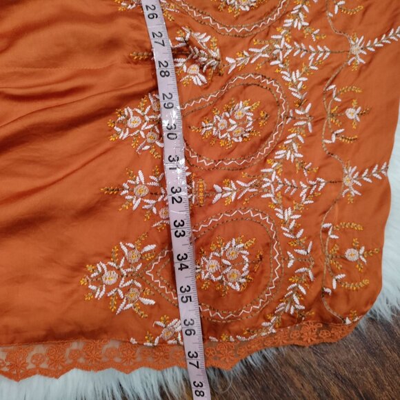 Free People Summer Boho Embroidered Batwing Tangerine Kimono Top Women's XS NWT - Picture 12 of 16